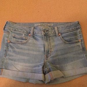 Light Blue Denim American Eagle Midi Shorts